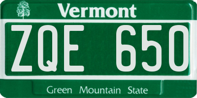 VT license plate ZQE650