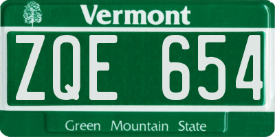 VT license plate ZQE654