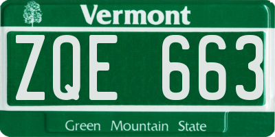 VT license plate ZQE663