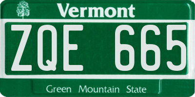 VT license plate ZQE665