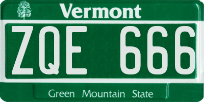 VT license plate ZQE666
