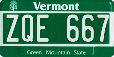 VT license plate ZQE667