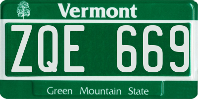 VT license plate ZQE669