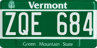 VT license plate ZQE684