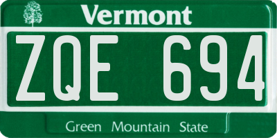 VT license plate ZQE694