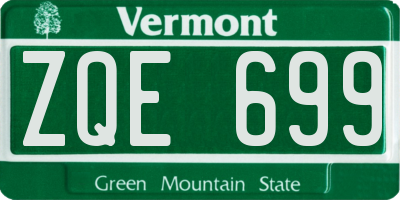 VT license plate ZQE699