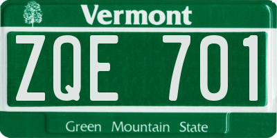 VT license plate ZQE701