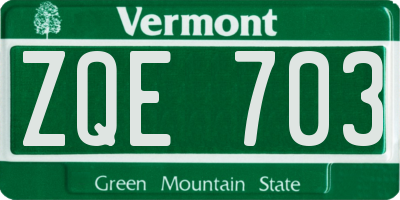 VT license plate ZQE703