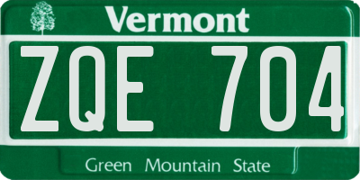 VT license plate ZQE704