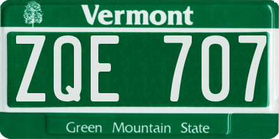 VT license plate ZQE707