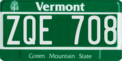 VT license plate ZQE708