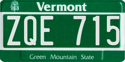 VT license plate ZQE715
