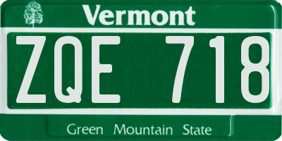 VT license plate ZQE718