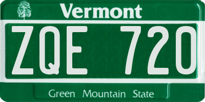 VT license plate ZQE720