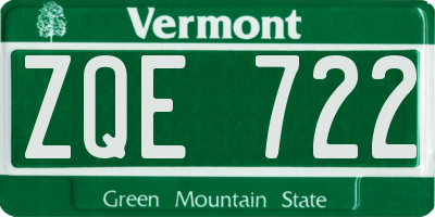VT license plate ZQE722