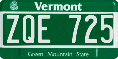 VT license plate ZQE725