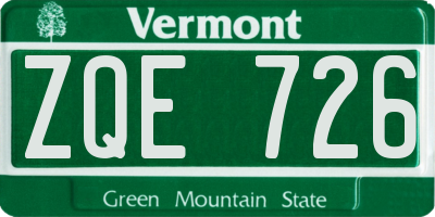 VT license plate ZQE726
