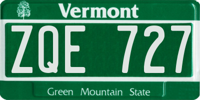 VT license plate ZQE727