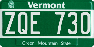 VT license plate ZQE730