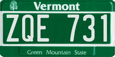VT license plate ZQE731