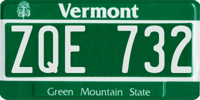 VT license plate ZQE732