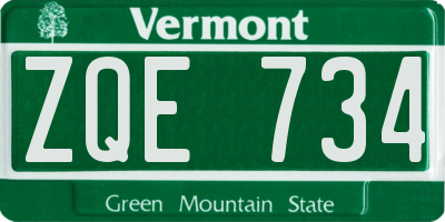 VT license plate ZQE734