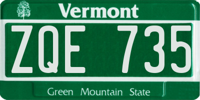 VT license plate ZQE735