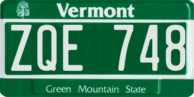 VT license plate ZQE748