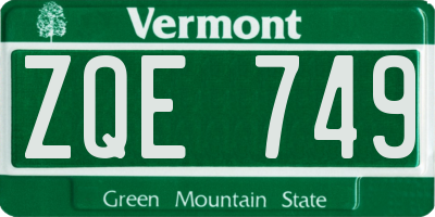 VT license plate ZQE749