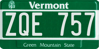 VT license plate ZQE757