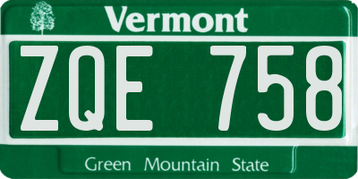 VT license plate ZQE758