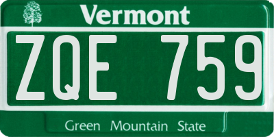 VT license plate ZQE759
