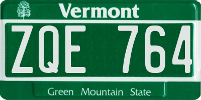 VT license plate ZQE764