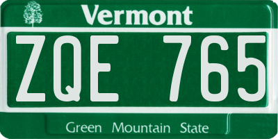 VT license plate ZQE765