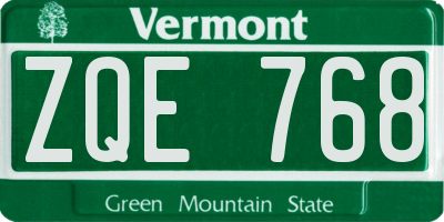 VT license plate ZQE768