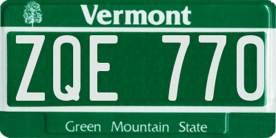 VT license plate ZQE770