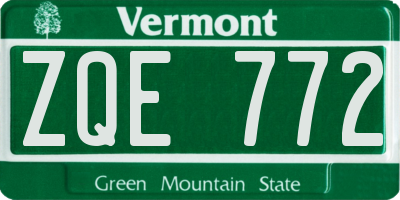 VT license plate ZQE772