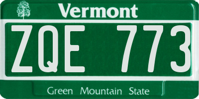 VT license plate ZQE773