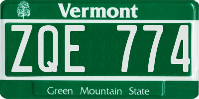 VT license plate ZQE774