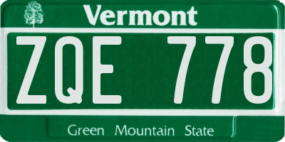 VT license plate ZQE778