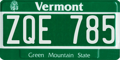 VT license plate ZQE785