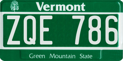 VT license plate ZQE786