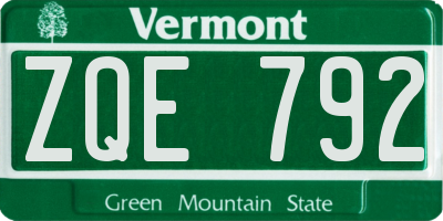 VT license plate ZQE792