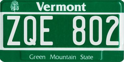 VT license plate ZQE802