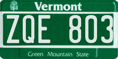 VT license plate ZQE803