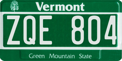 VT license plate ZQE804