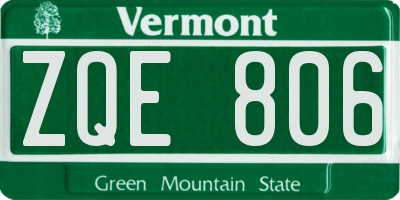 VT license plate ZQE806