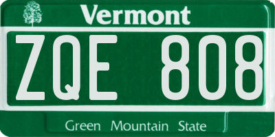 VT license plate ZQE808