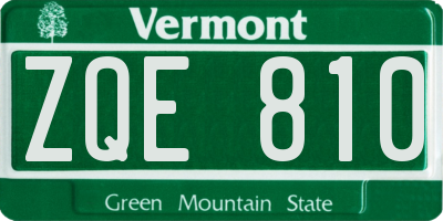 VT license plate ZQE810