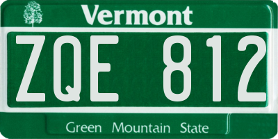 VT license plate ZQE812